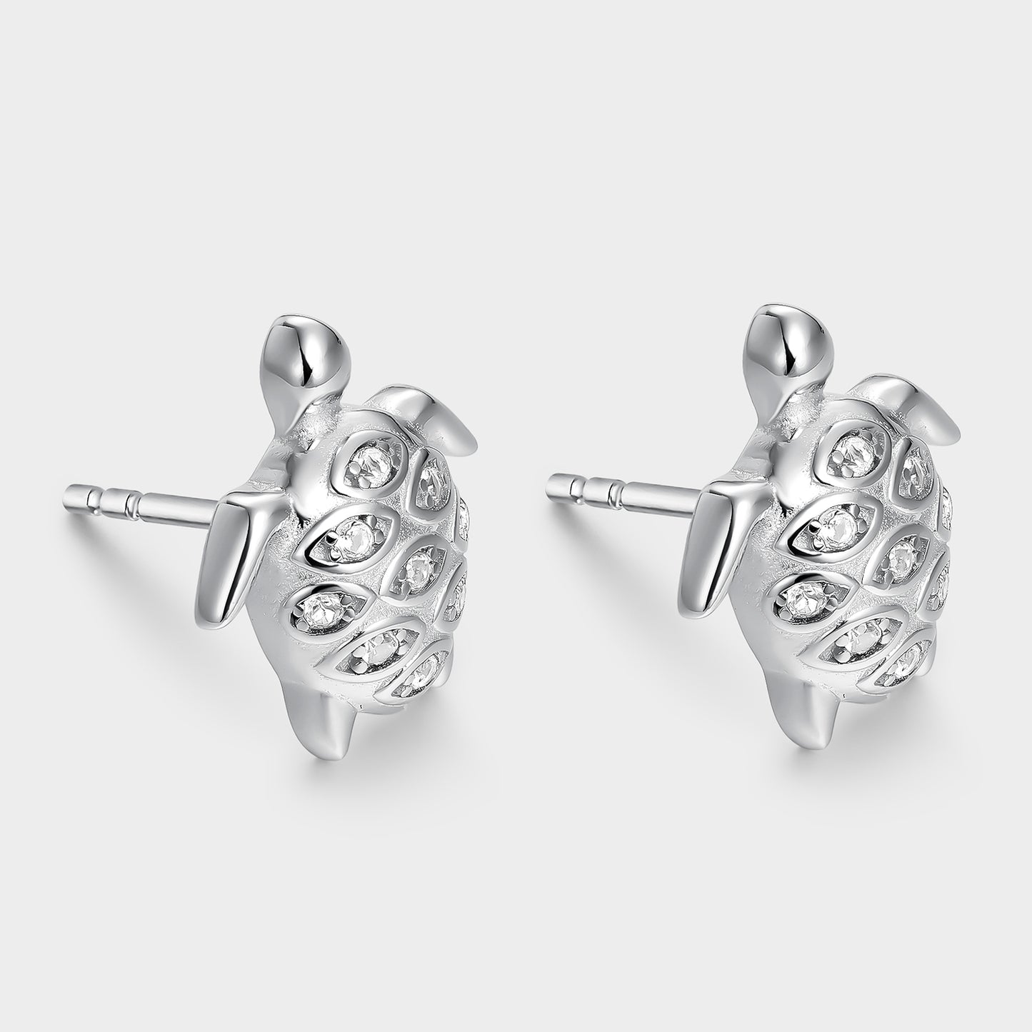 Pendientes de plata y circonitas tortuga