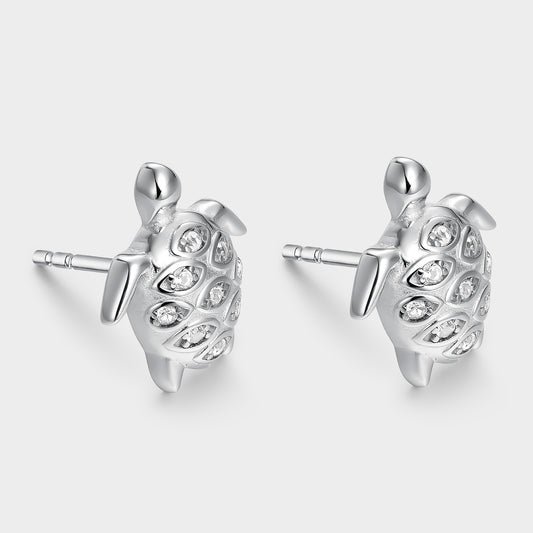 Pendientes de plata y circonitas tortuga