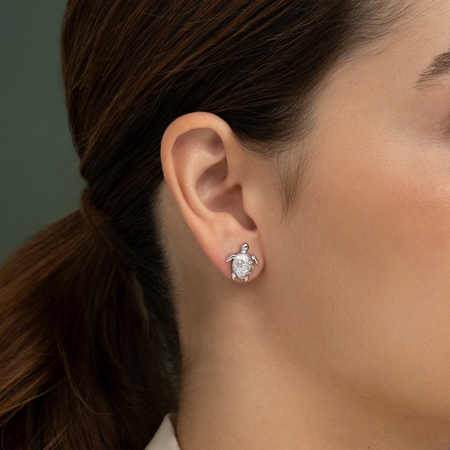 Pendientes de plata y circonitas tortuga