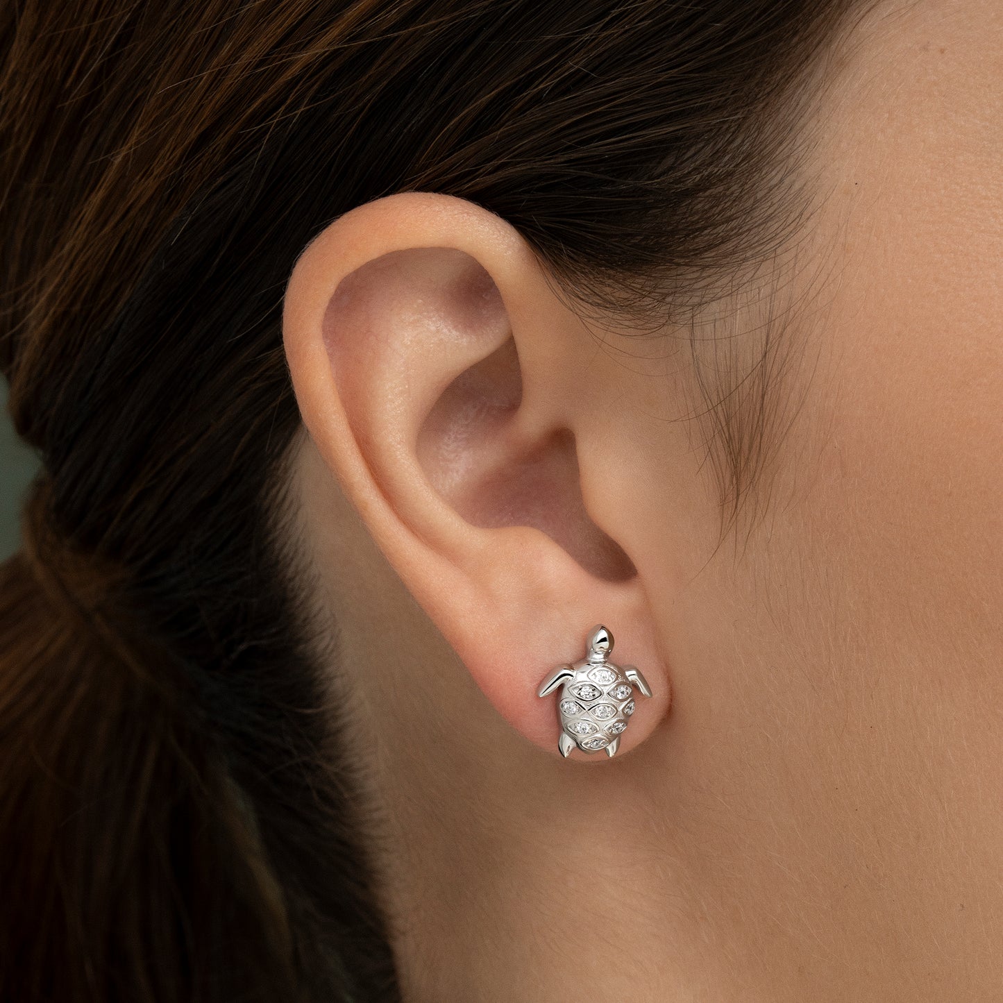 Pendientes de plata y circonitas tortuga