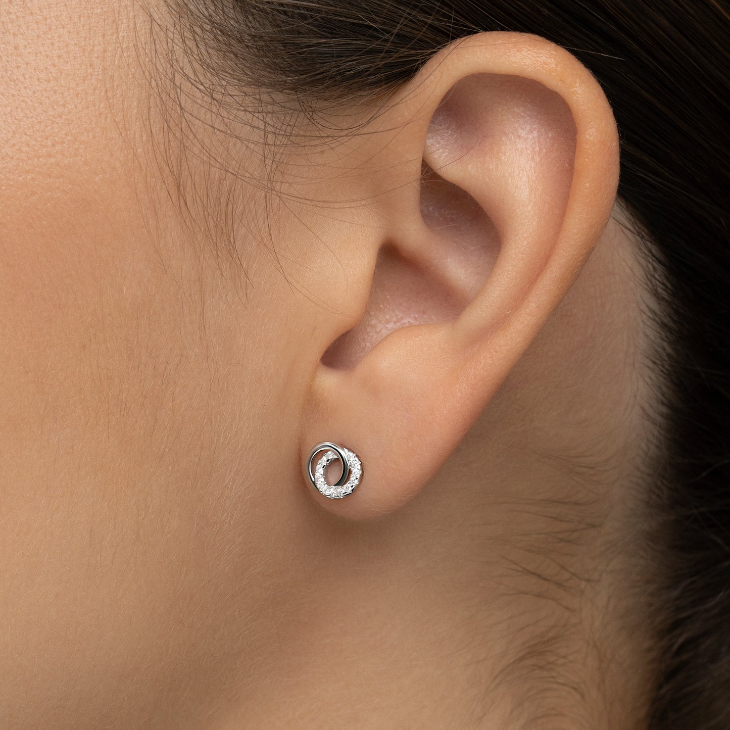 Pendientes de plata círculos enlazados