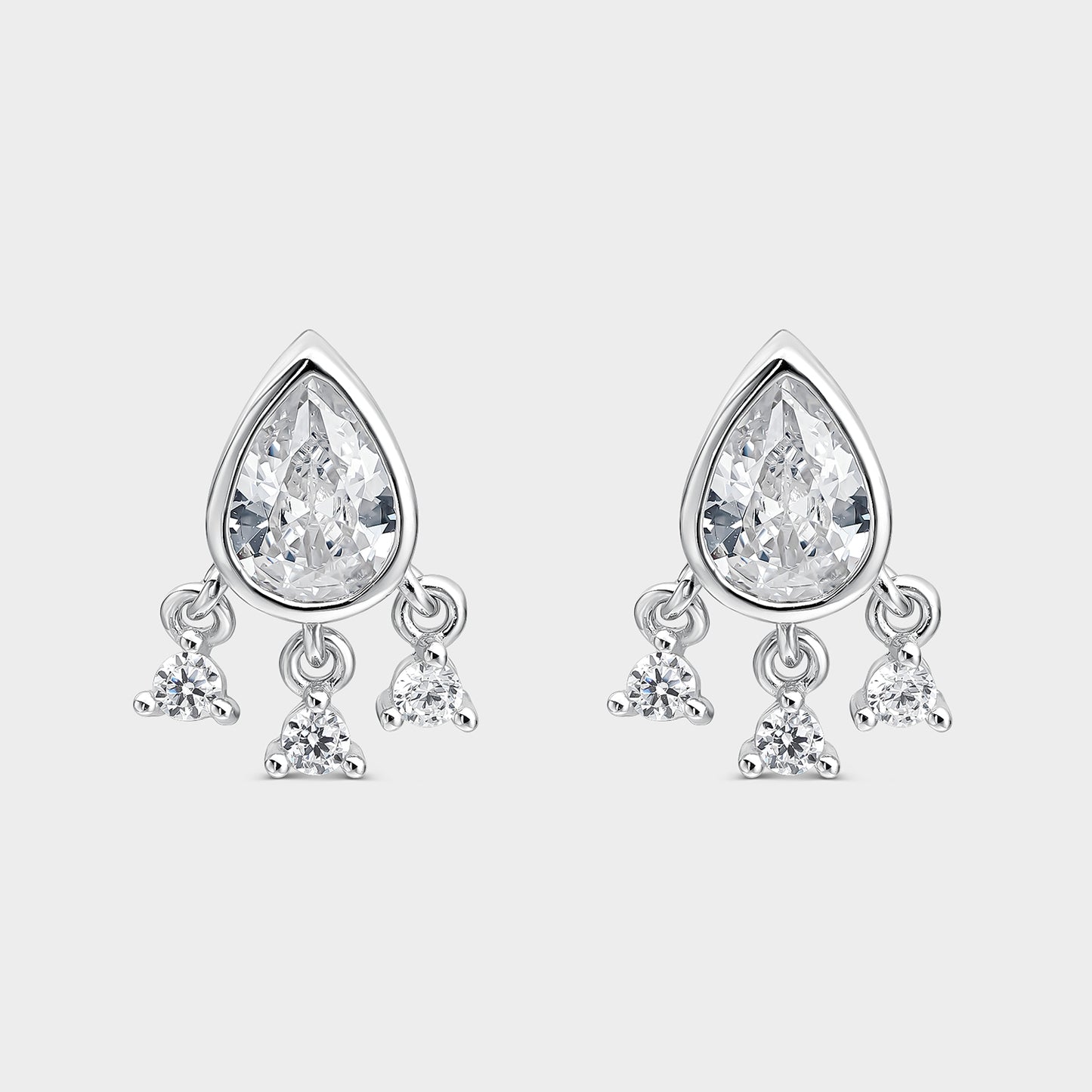 Pendientes de plata gota y circonitas colgantes