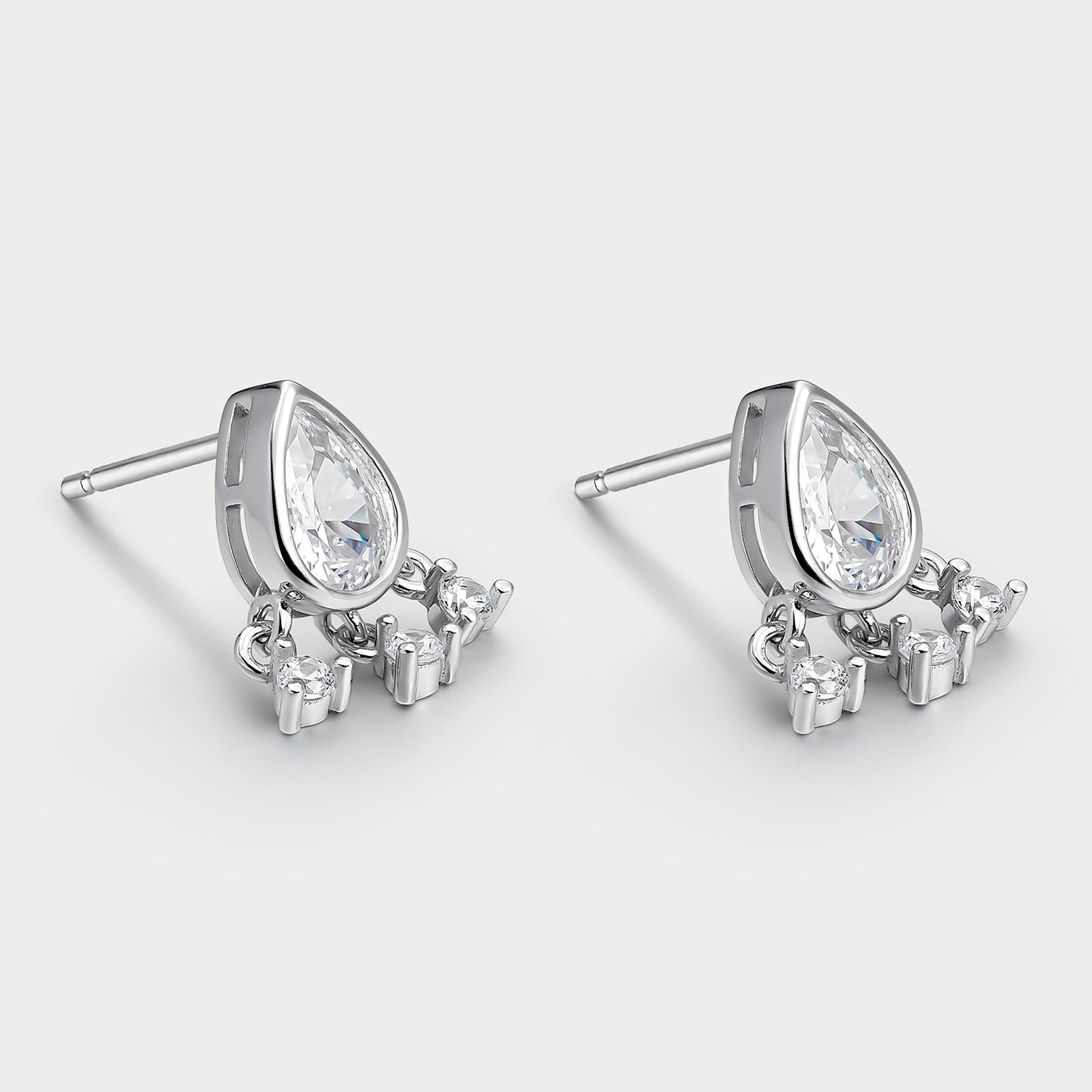 Pendientes de plata gota y circonitas colgantes