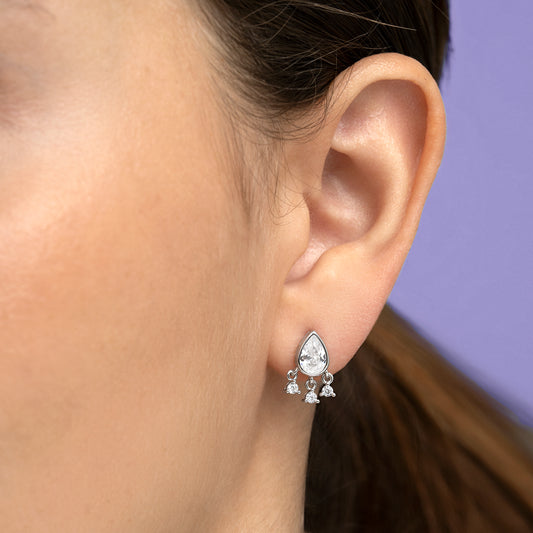 Pendientes de plata gota y circonitas colgantes