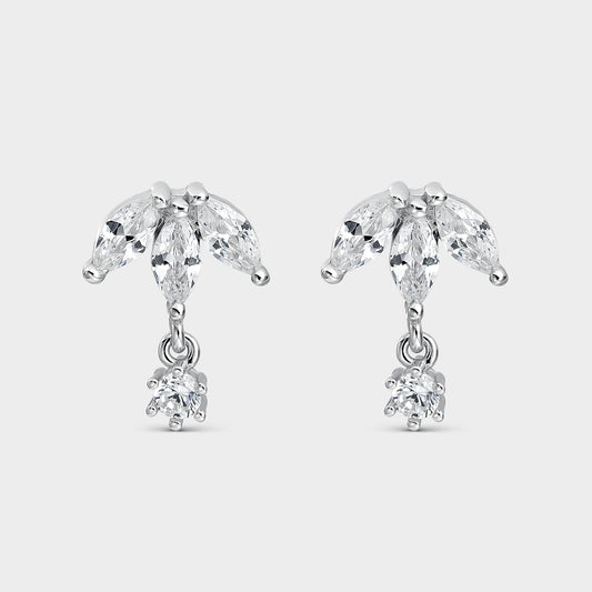 Pendientes de plata florales con circonitas