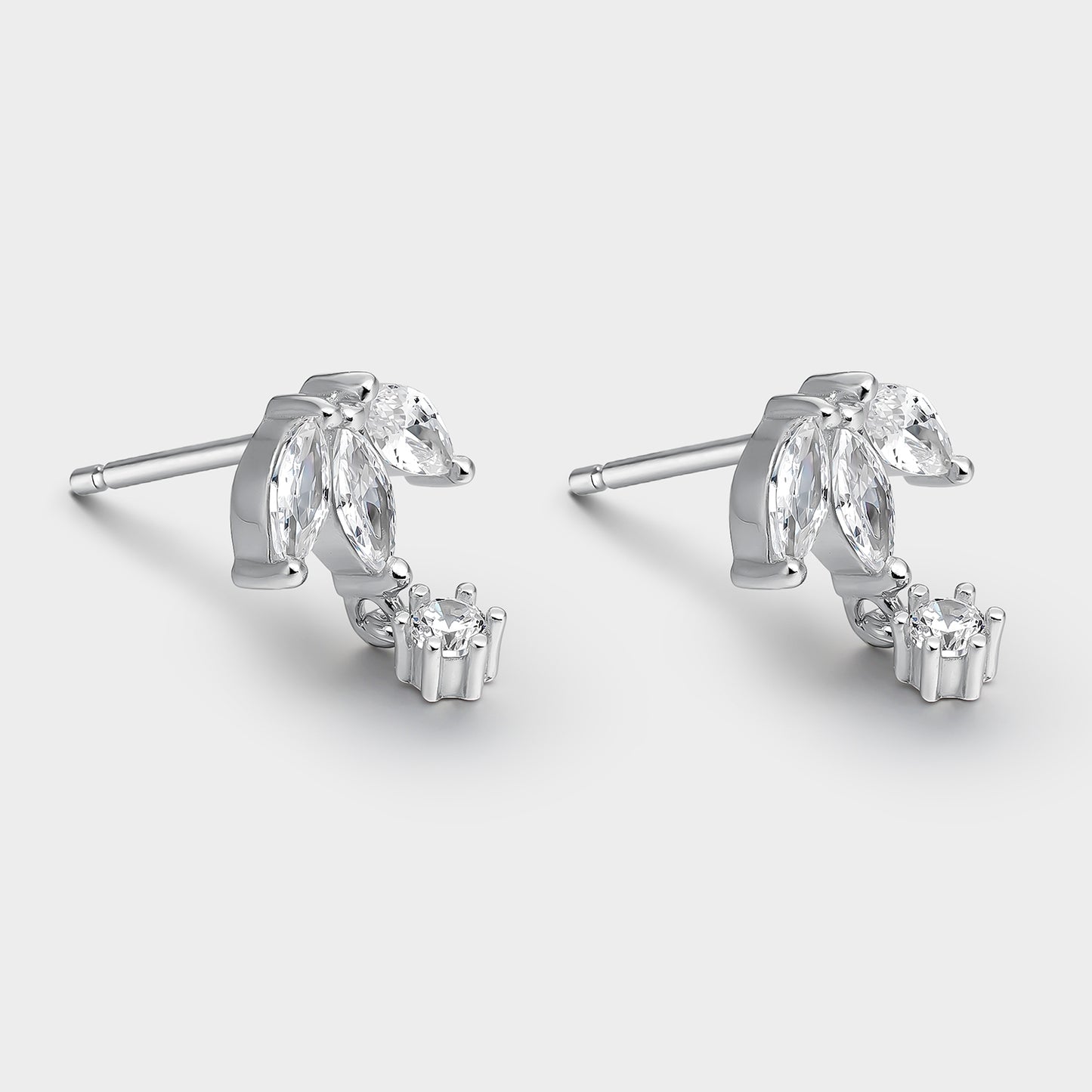 Pendientes de plata florales con circonitas