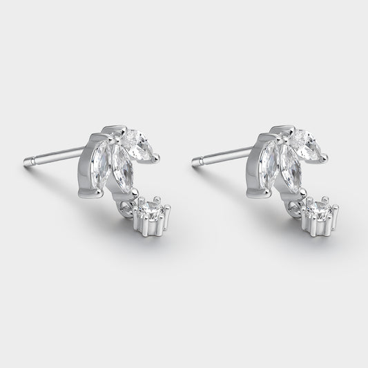 Pendientes de plata florales con circonitas