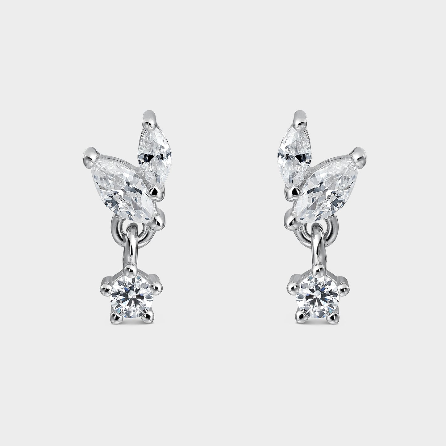 Pendientes de plata y circonitas hojitas colgantes