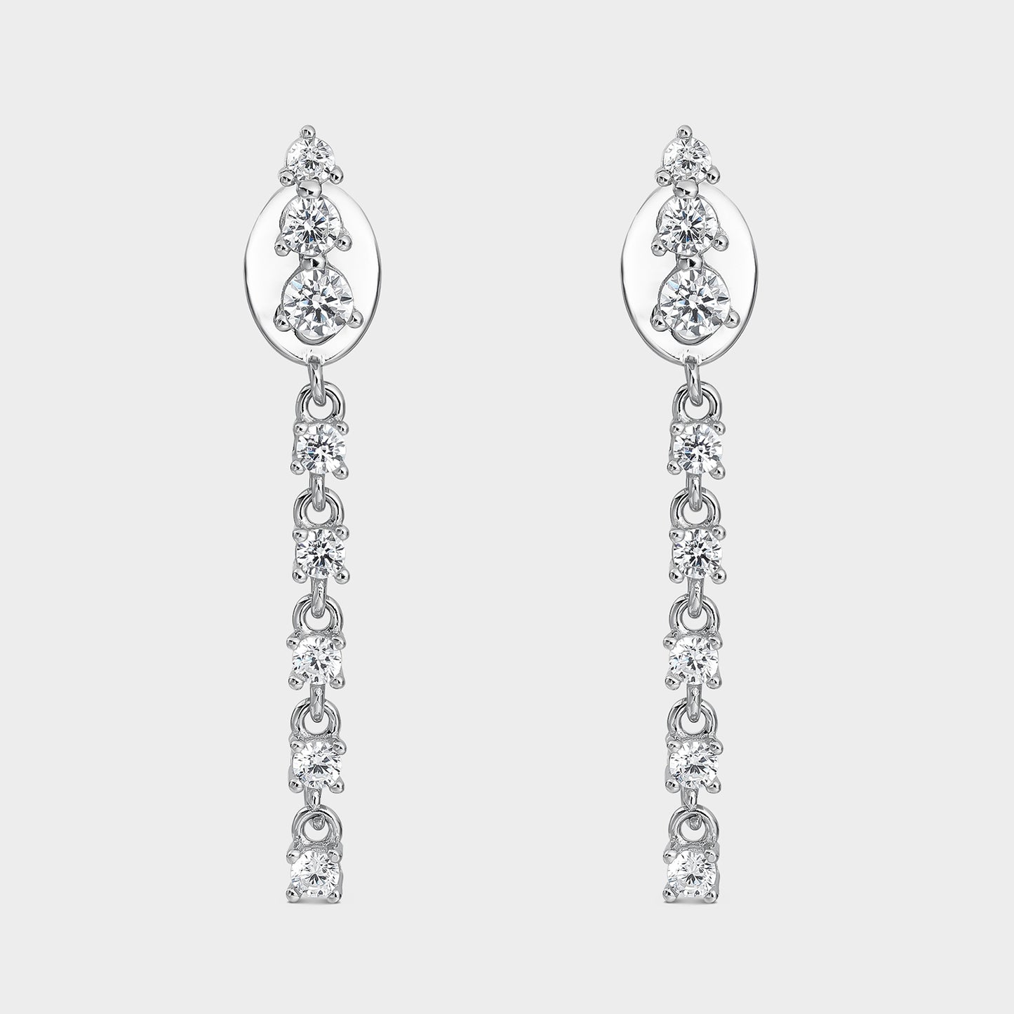 Pendientes de plata desmontables cascada de circonitas