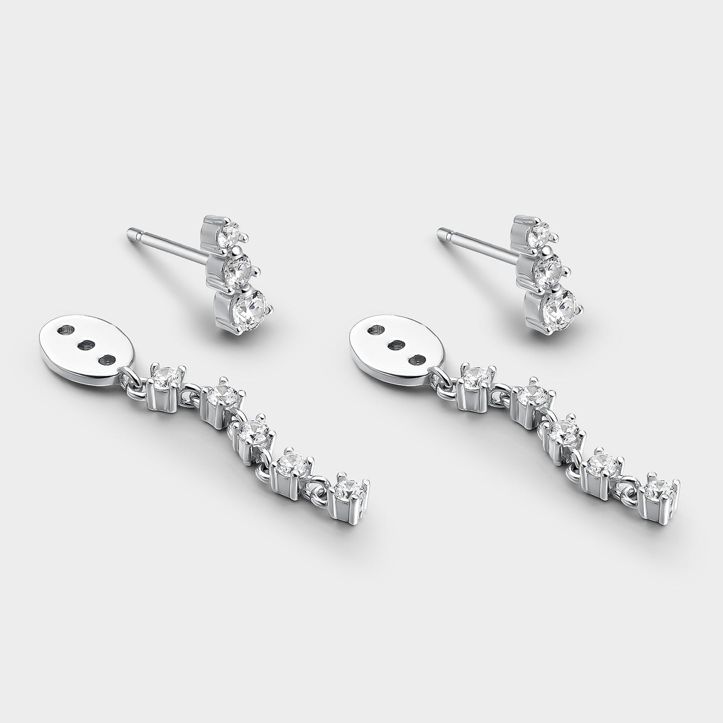 Pendientes de plata desmontables cascada de circonitas