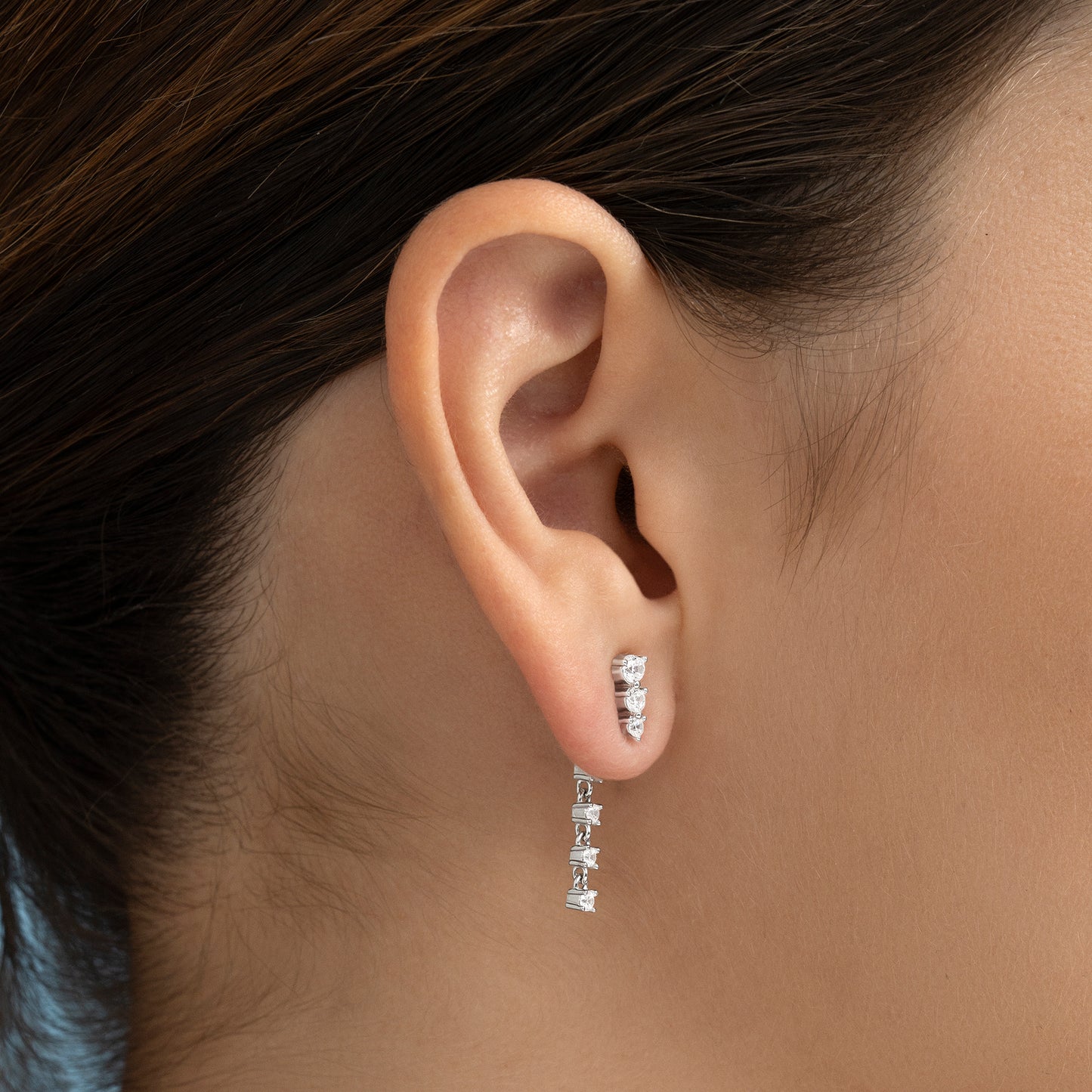 Pendientes de plata desmontables cascada de circonitas