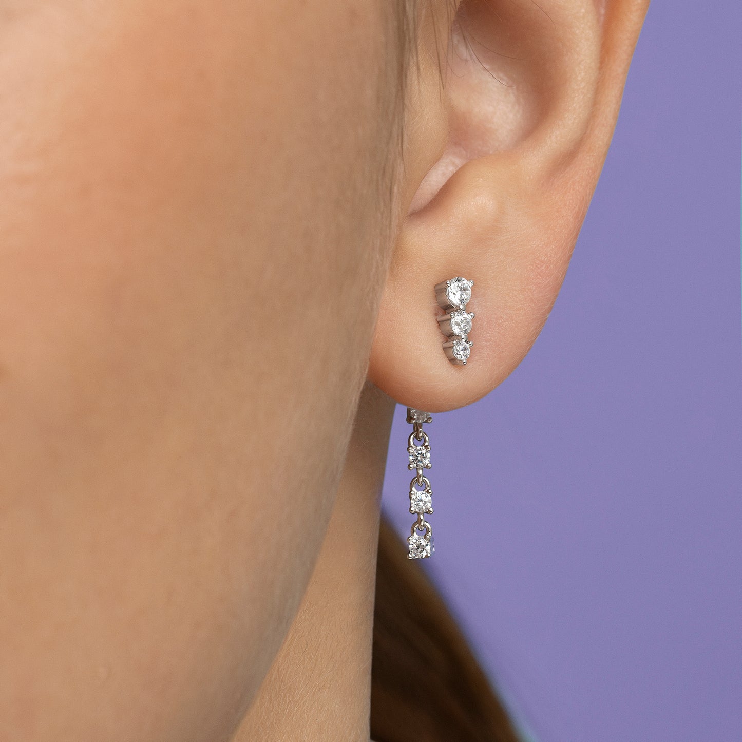 Pendientes de plata desmontables cascada de circonitas