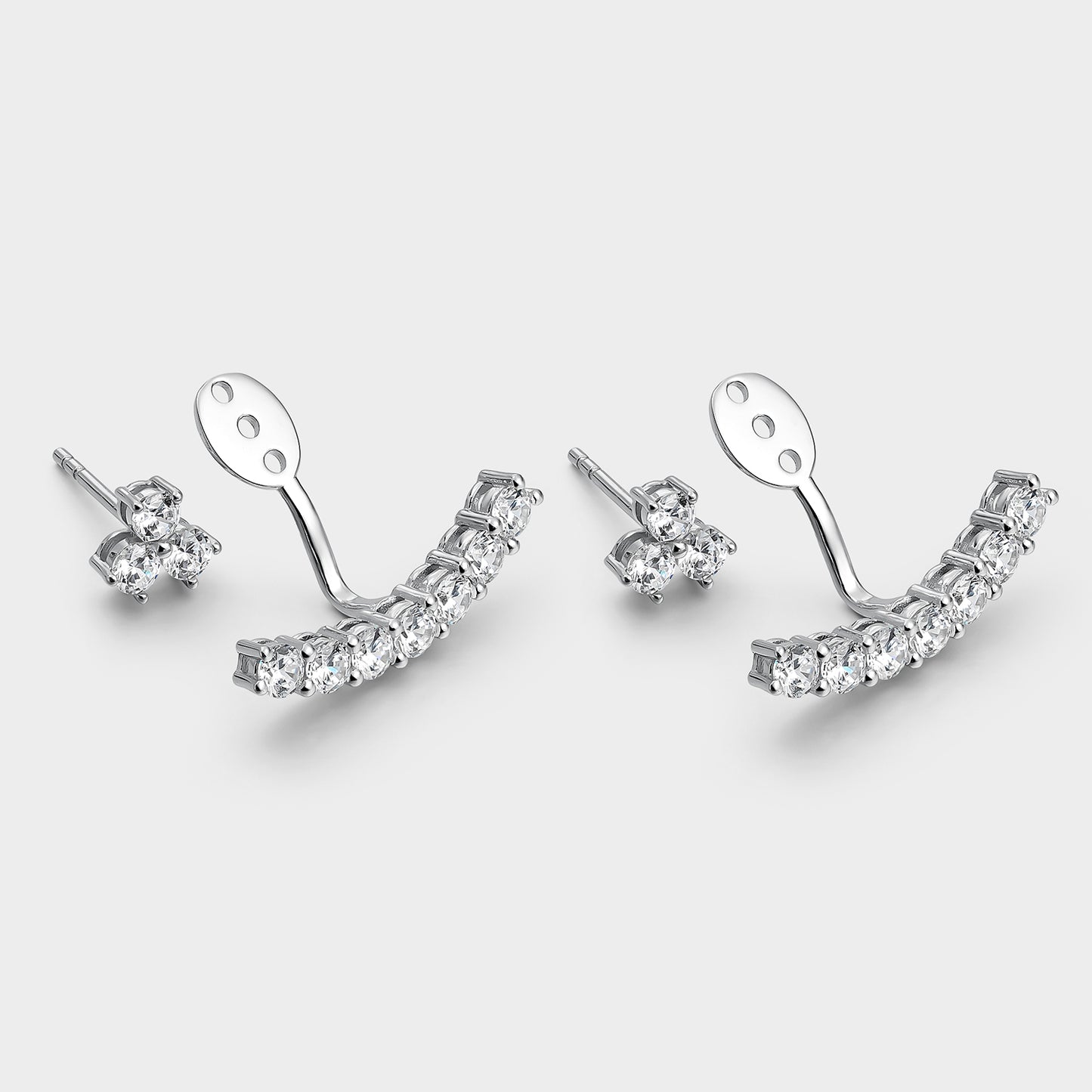 Pendientes de plata desmontables circonitas rígidas