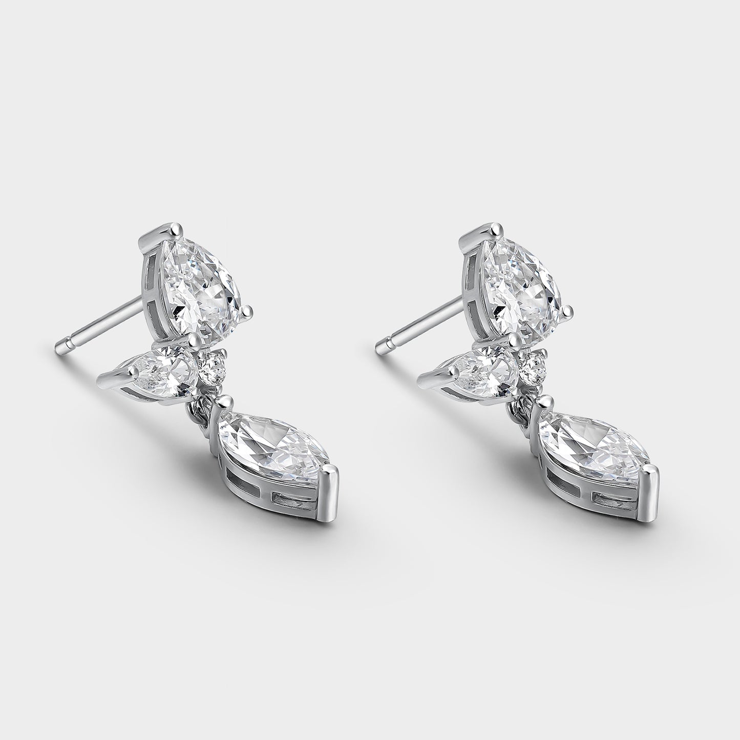 Pendientes de plata hojas de circonitas