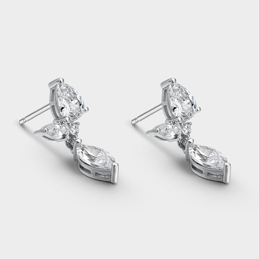 Pendientes de plata hojas de circonitas