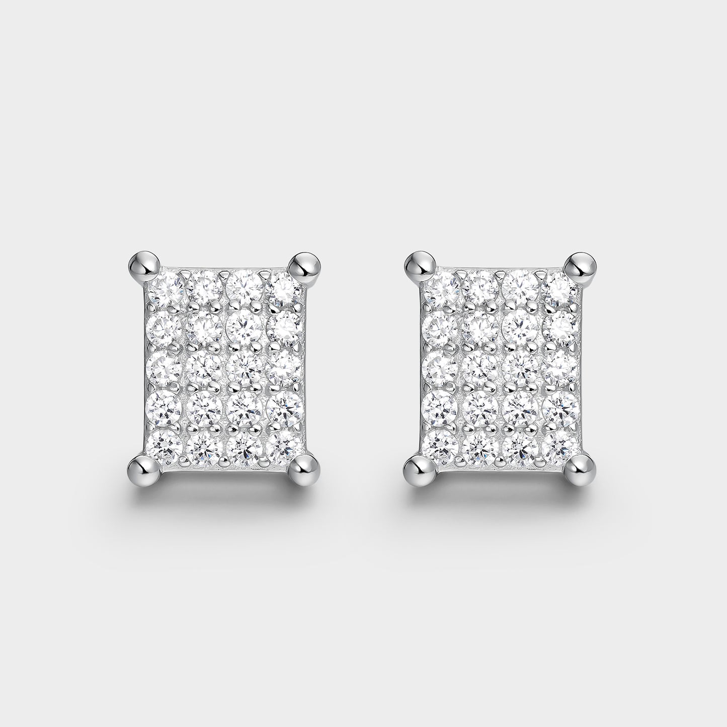 Pendientes en plata pavé de circonitas motivo cuadrado