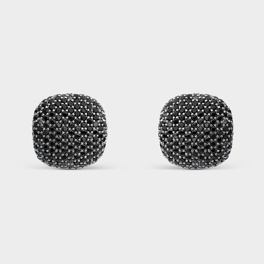Pendientes cushion pavé negro