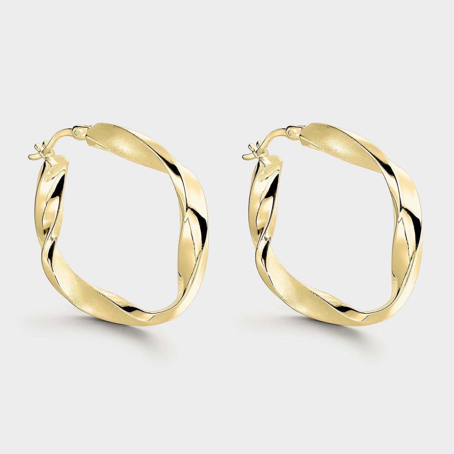 Aros brillo y mate plata bañada en oro 20mm