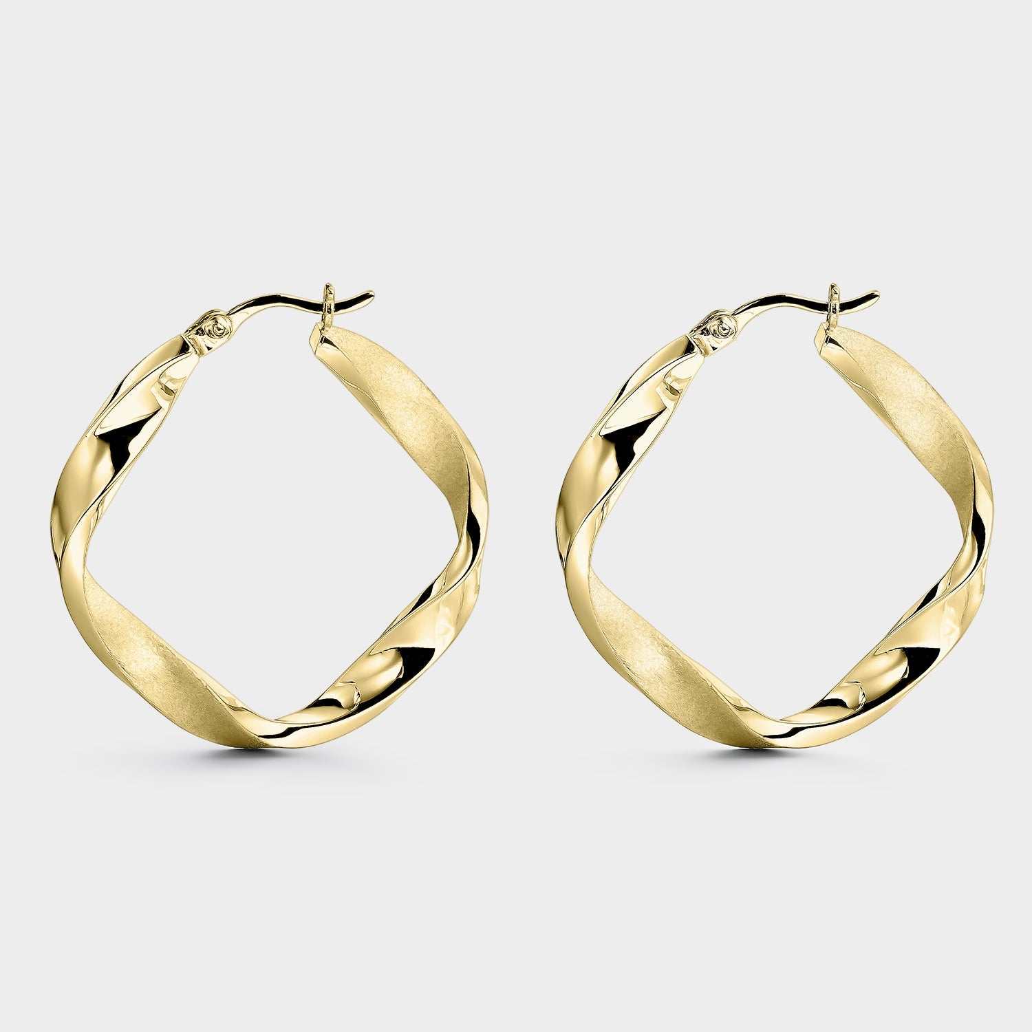 Aros brillo y mate plata bañada en oro 20mm