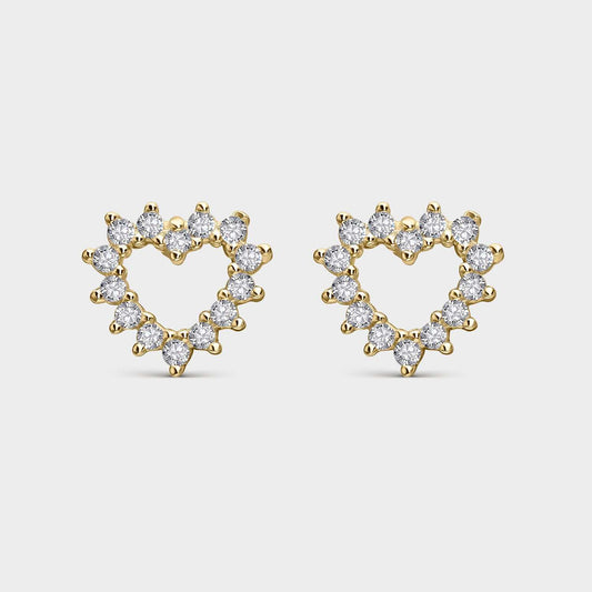 Pendientes Corona de Corazón de Plata