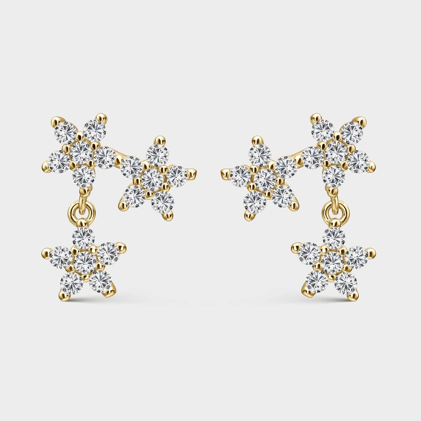 Pendientes Flores Plata Oro Circonitas