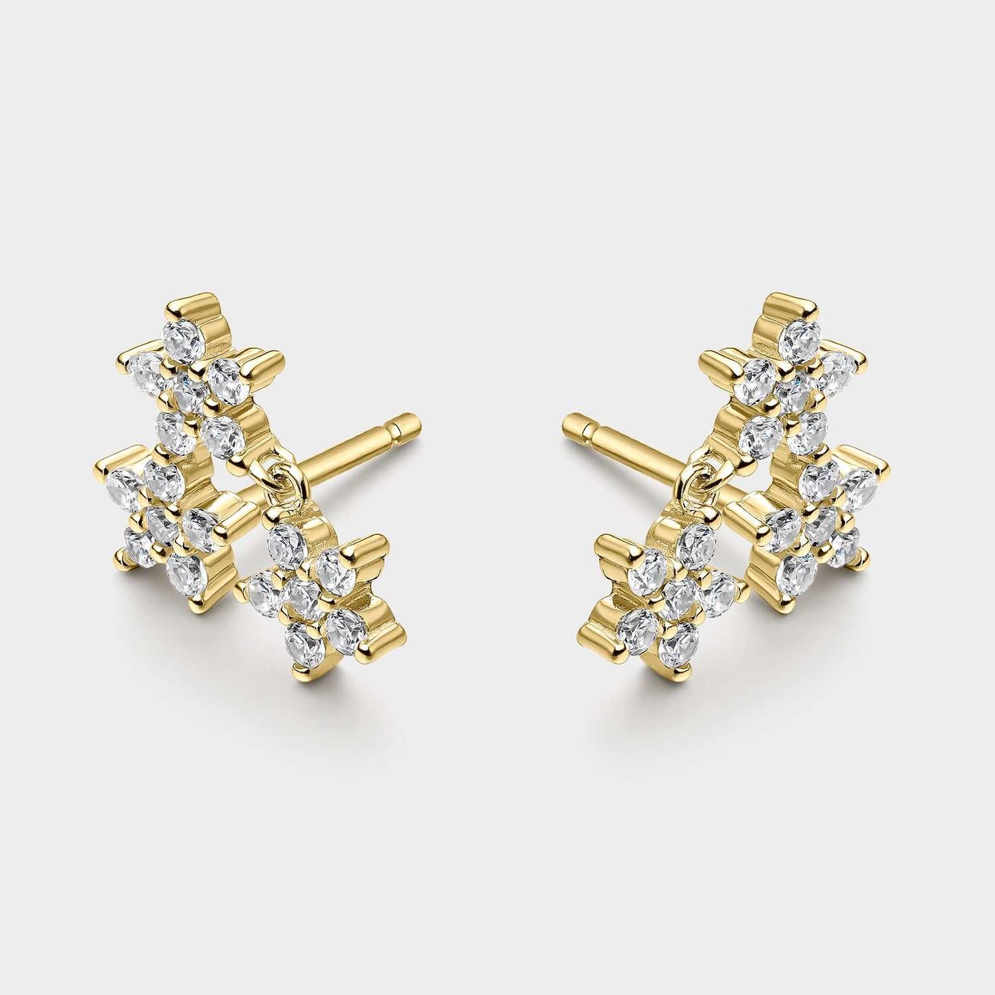 Pendientes Flores Plata Oro Circonitas