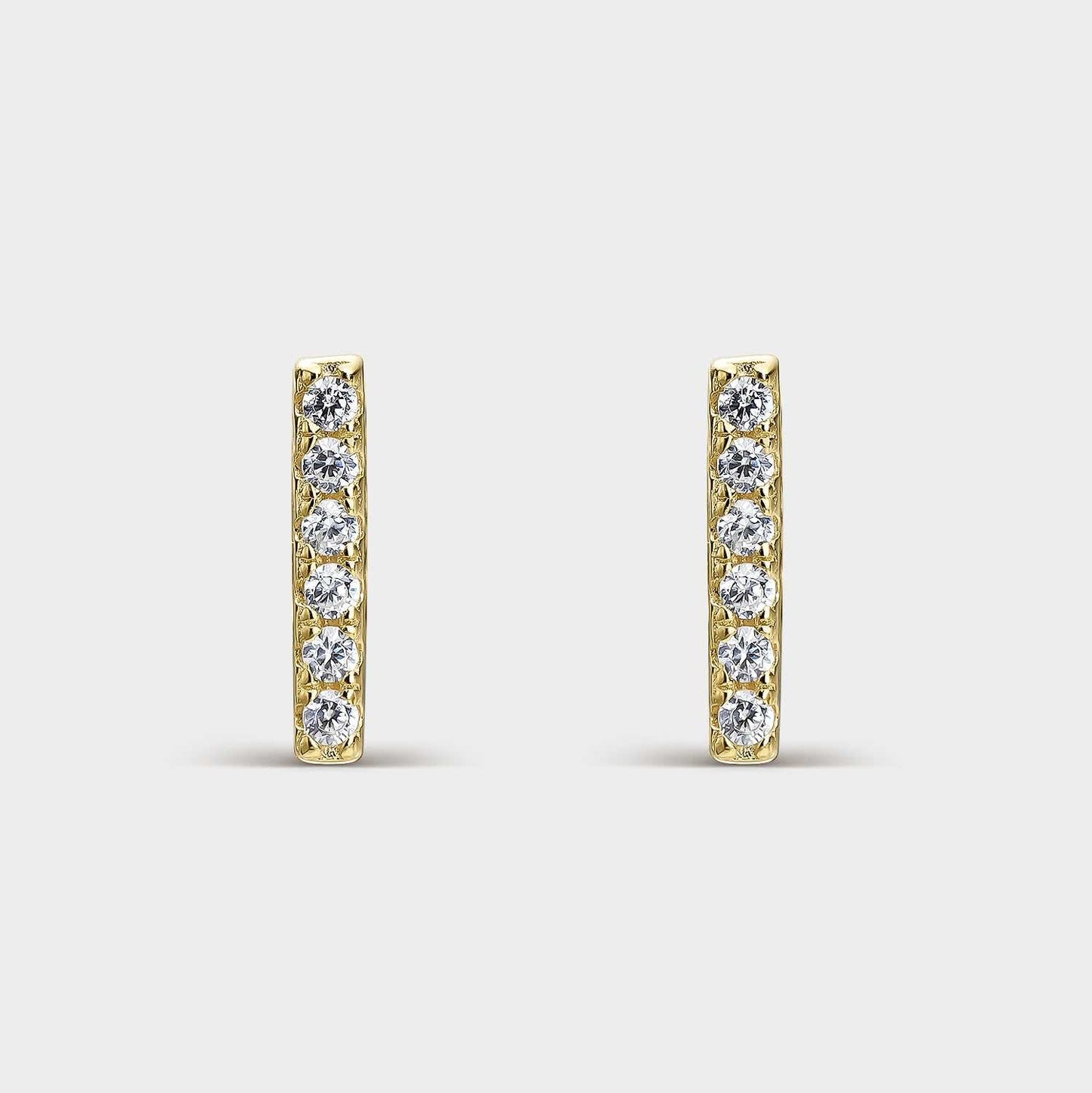 Pendientes Seis Circonitas Plata bañados en Oro