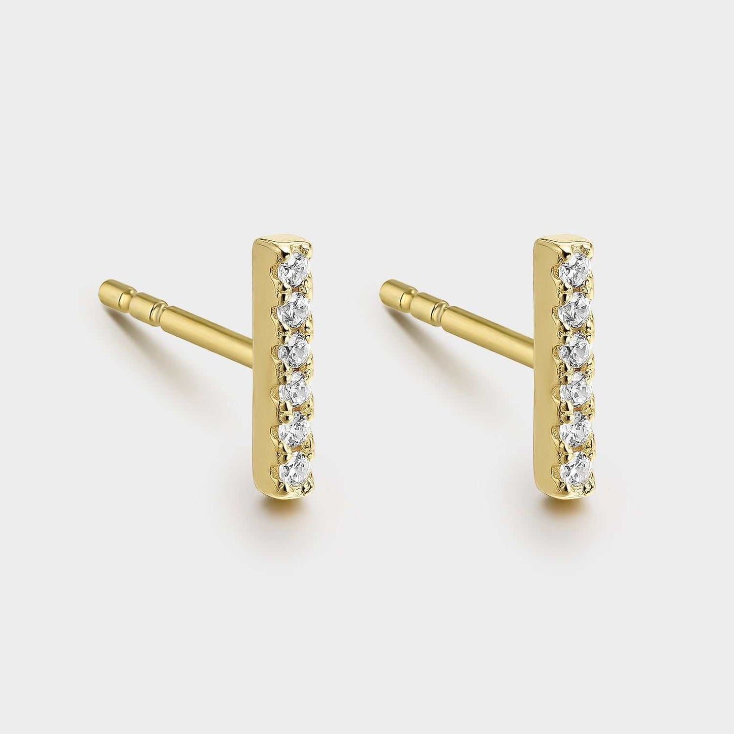 Pendientes Seis Circonitas Plata bañados en Oro