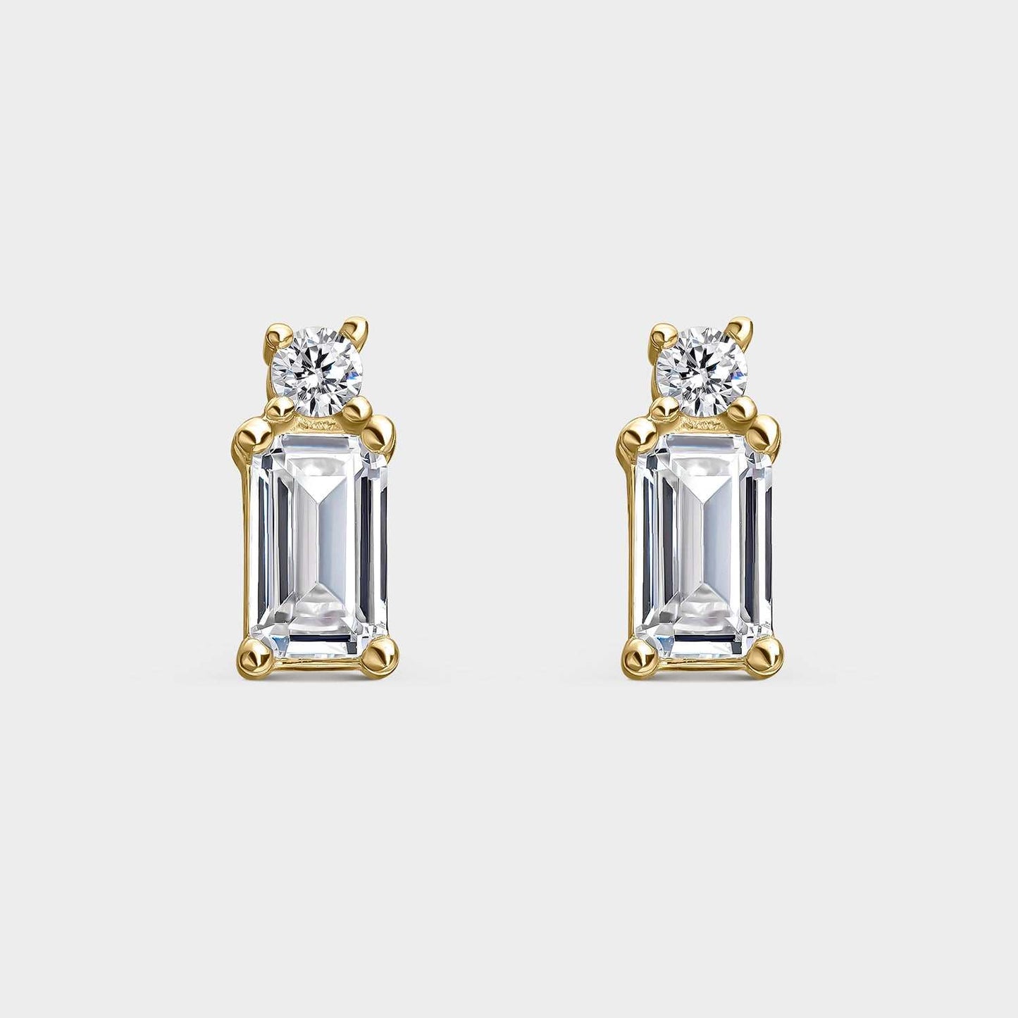 Silver Gold Zircon Crystal Earrings