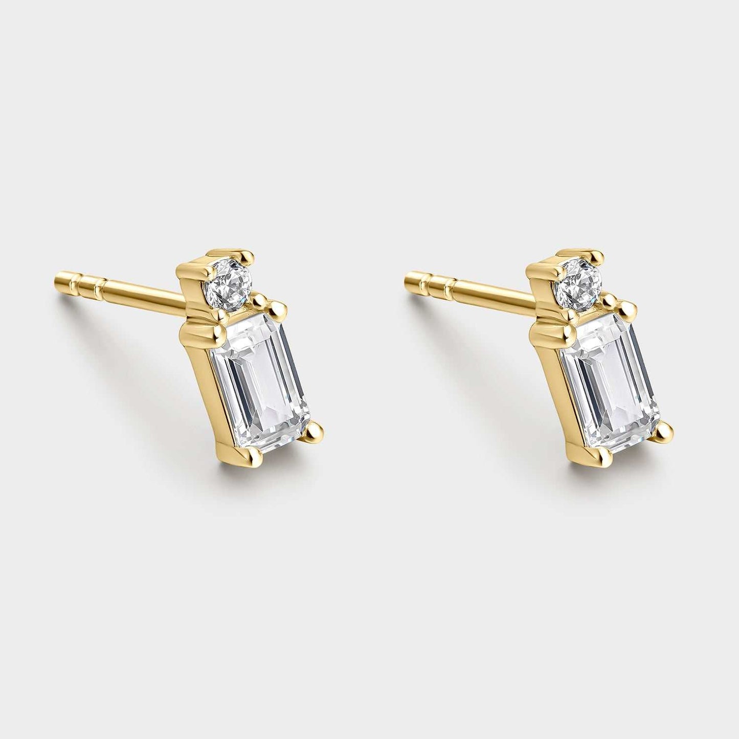 Silver Gold Zircon Crystal Earrings