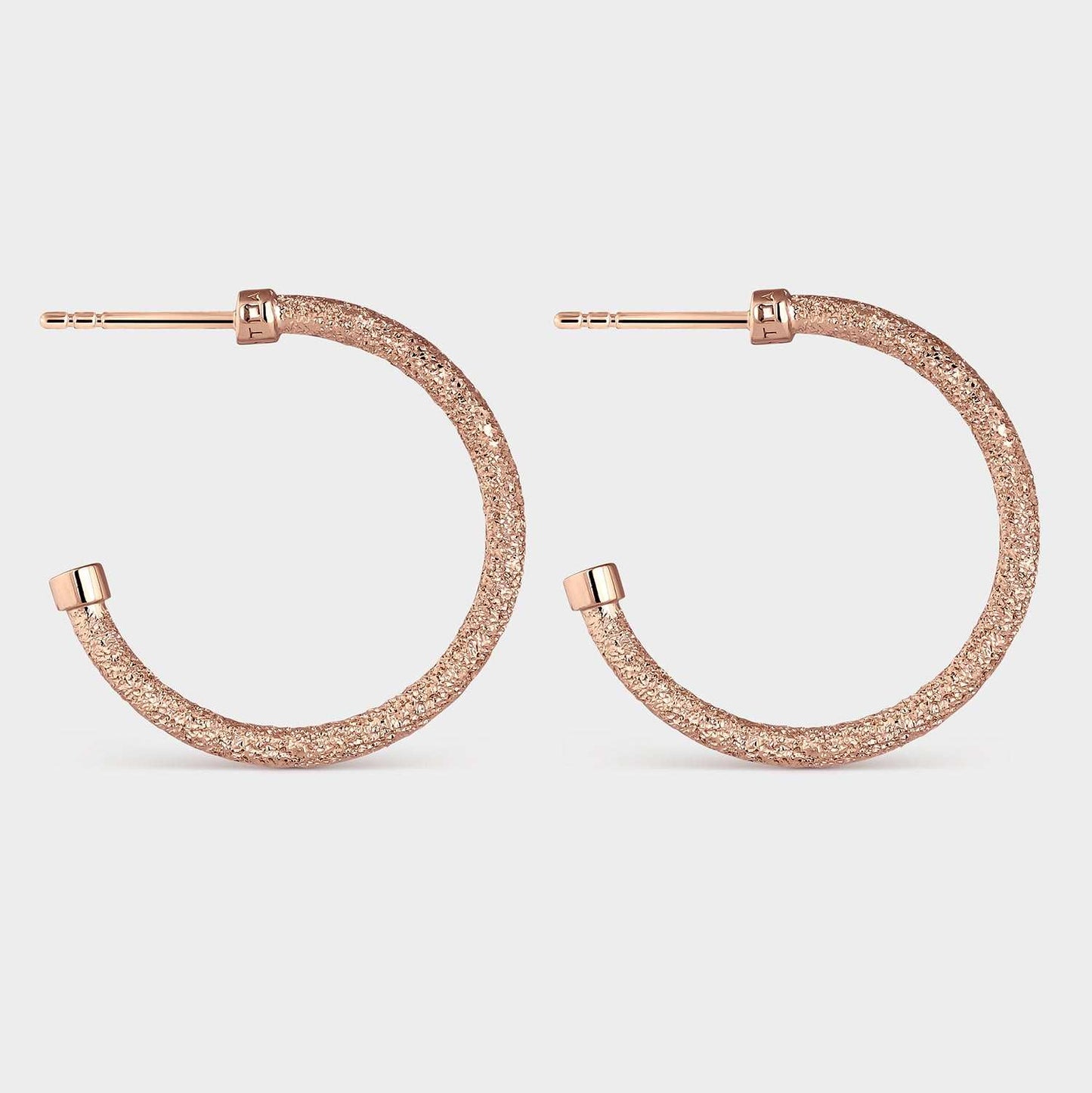 Pendientes aros 25 mm textura brillante oro rosa