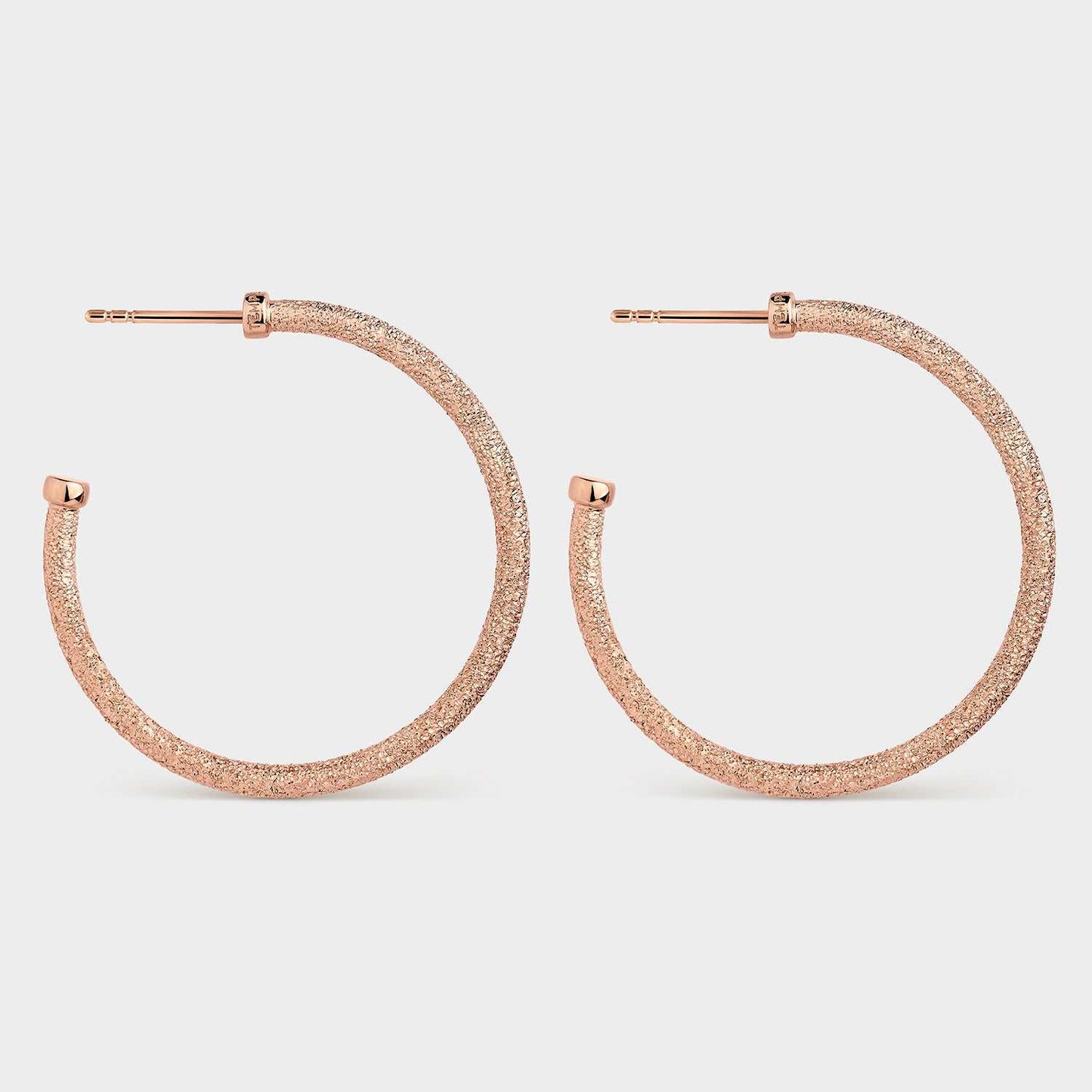 Creolen 34 mm glänzende Textur Roségold