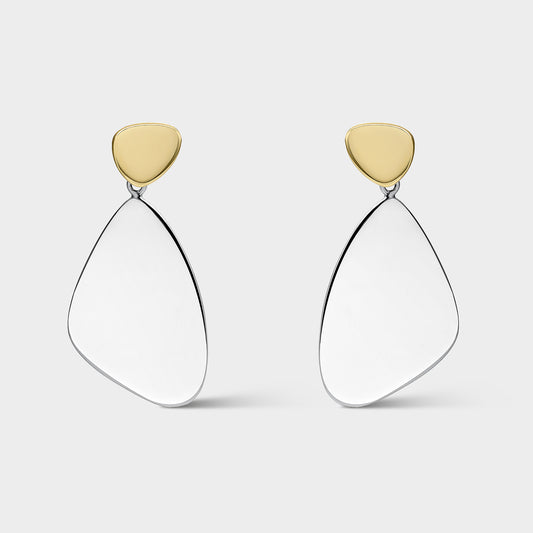 Pendientes de plata bicolor efecto espejo 24mm