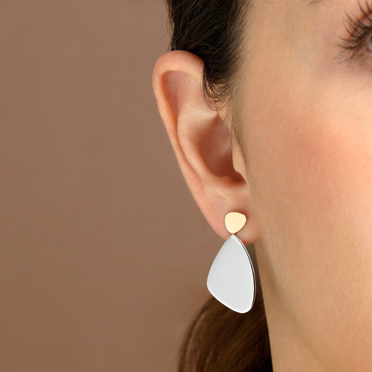 Pendientes de plata bicolor efecto espejo 24mm