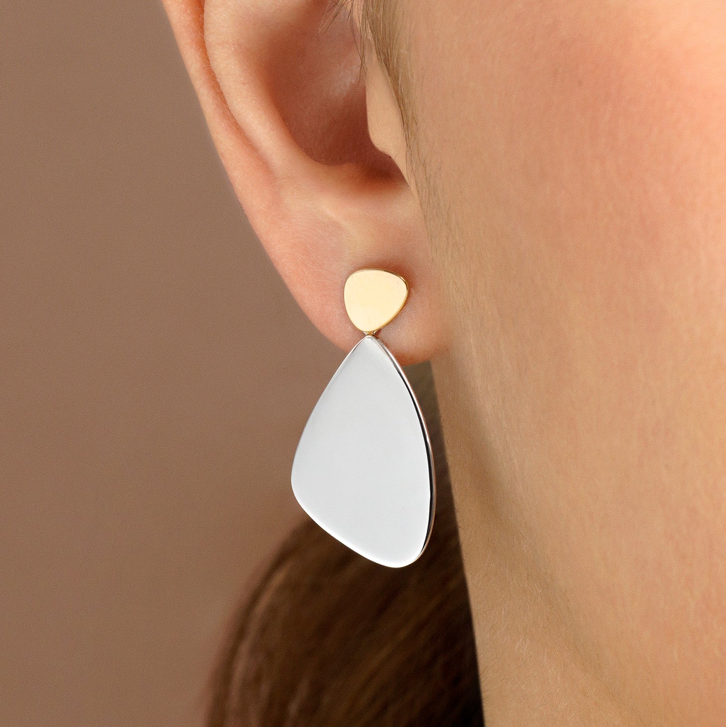 Pendientes de plata bicolor efecto espejo 24mm