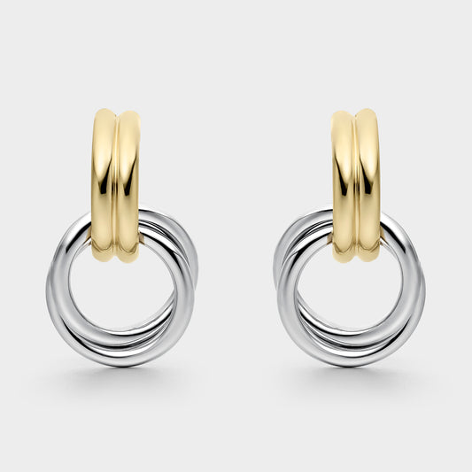 Pendientes de plata bicolor doble aro 12mm