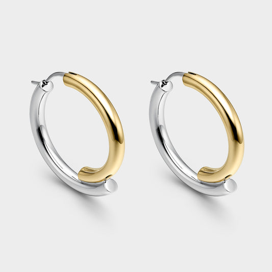 Pendientes de plata bicolor asimétricos 22mm