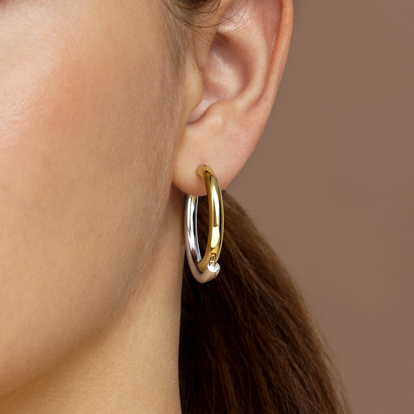 Pendientes de plata bicolor asimétricos 22mm