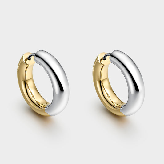 Pendientes de plata bicolor reversibles 15mm