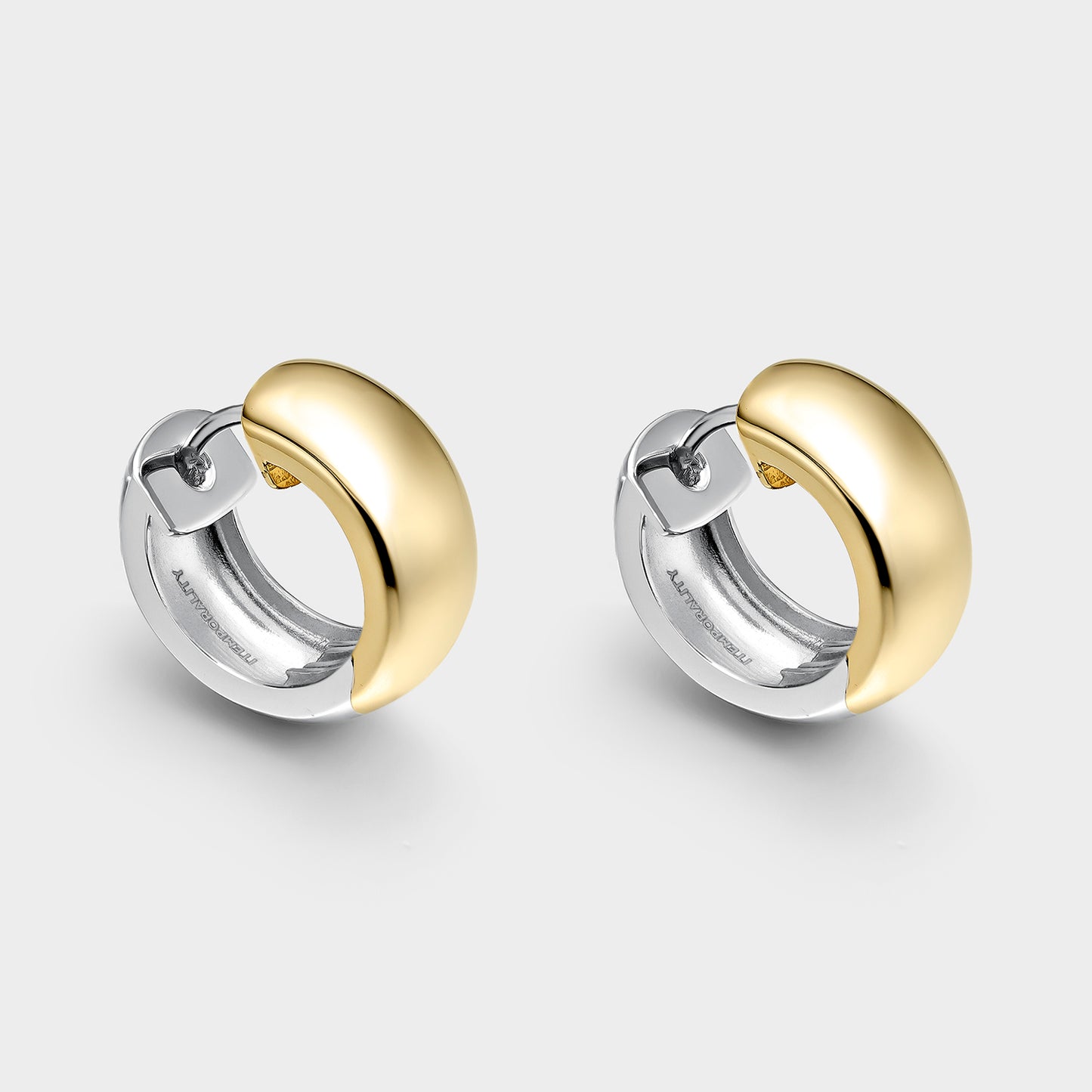 Pendientes de plata bicolor reversibles 12mm