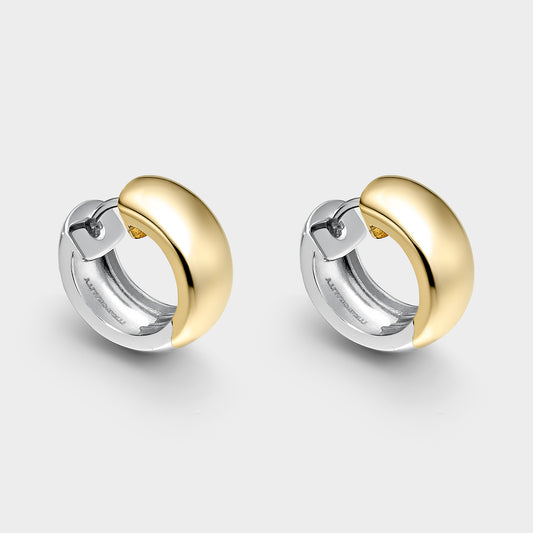 Pendientes de plata bicolor reversibles 12mm