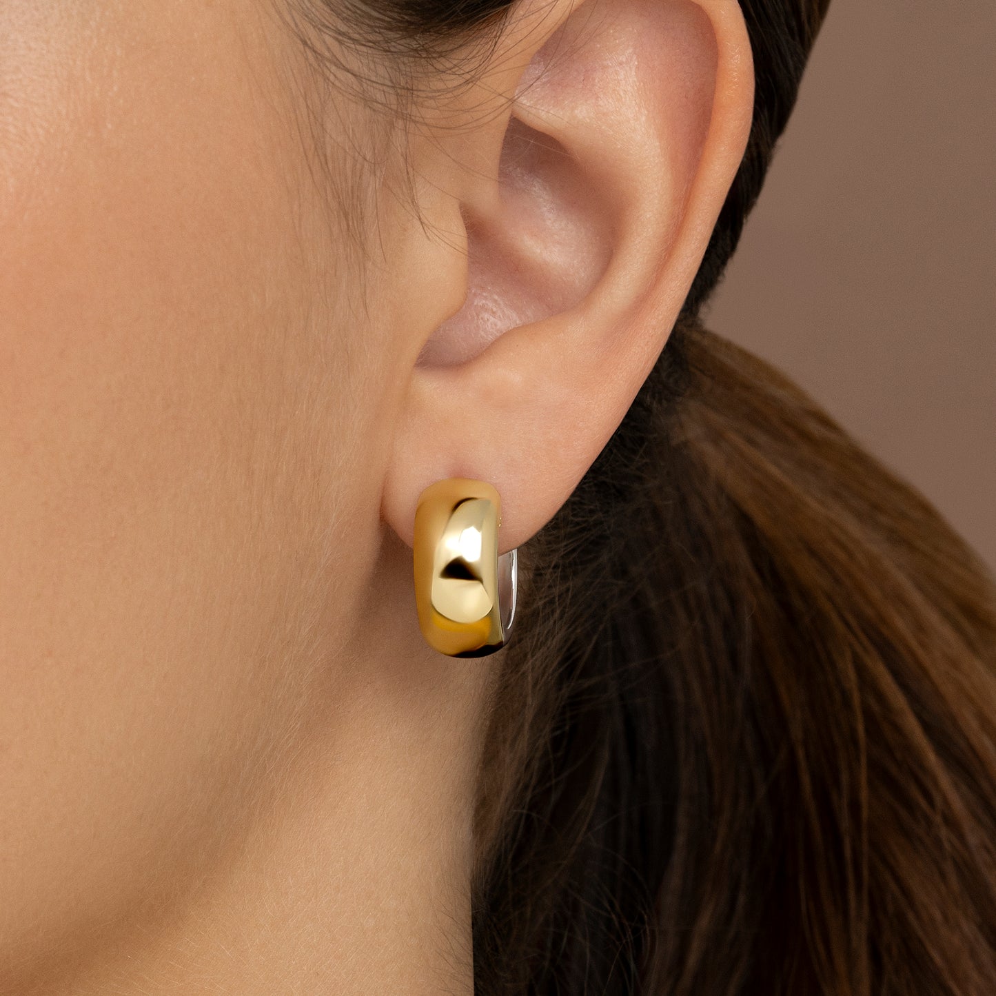 Pendientes de plata bicolor reversibles 12mm