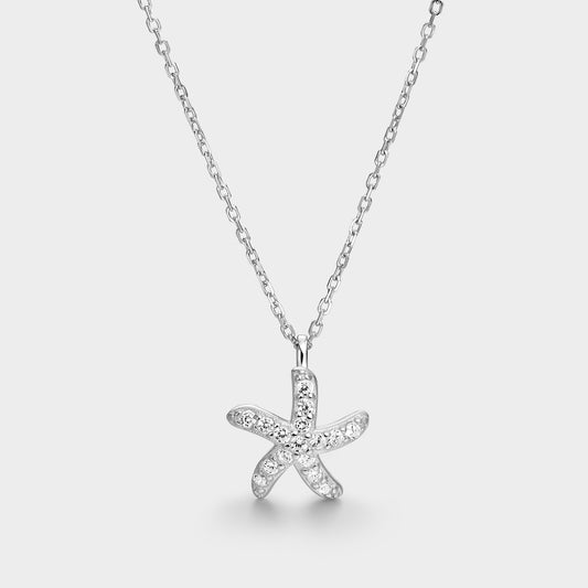 Collar plata con circonitas estrella de mar