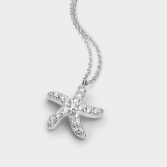 Collar plata con circonitas estrella de mar