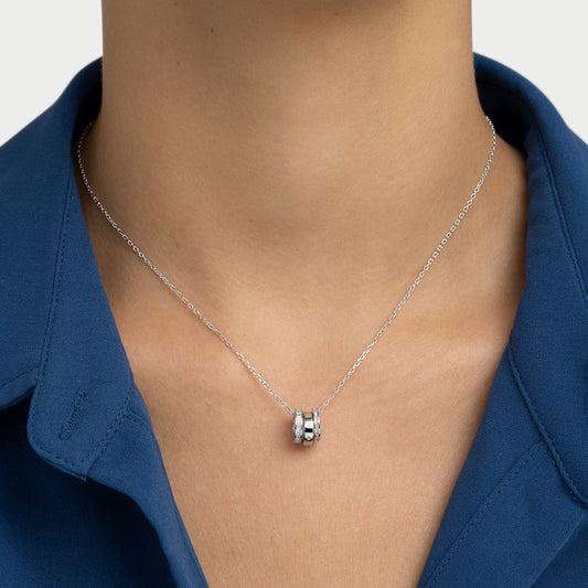 Collar de plata tres círculos con circonitas y pavé