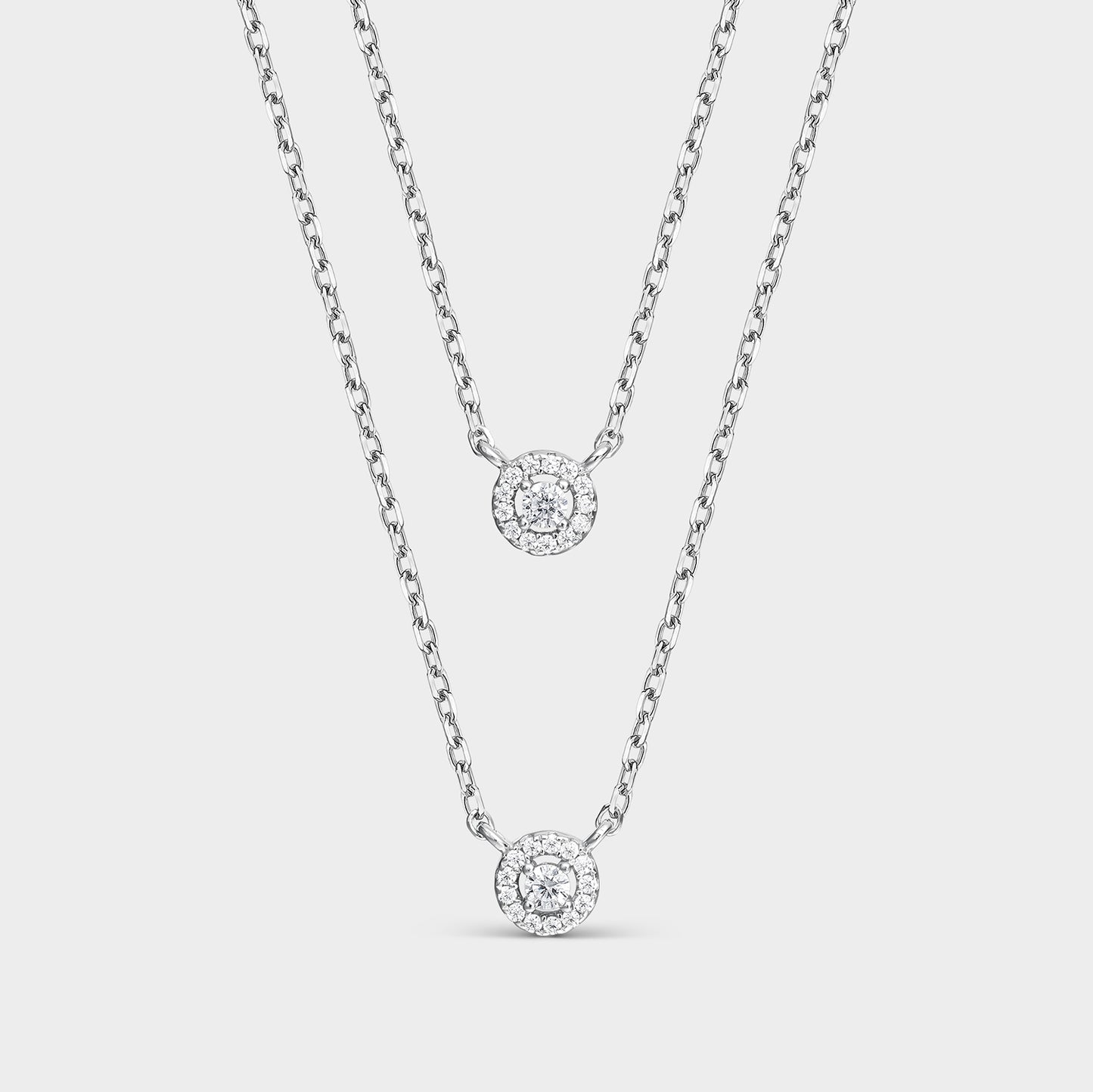 Collar de plata doble circonita circular