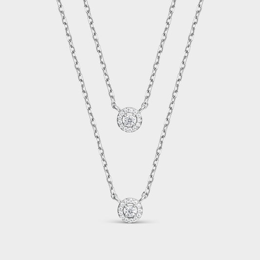 Collar de plata doble circonita circular