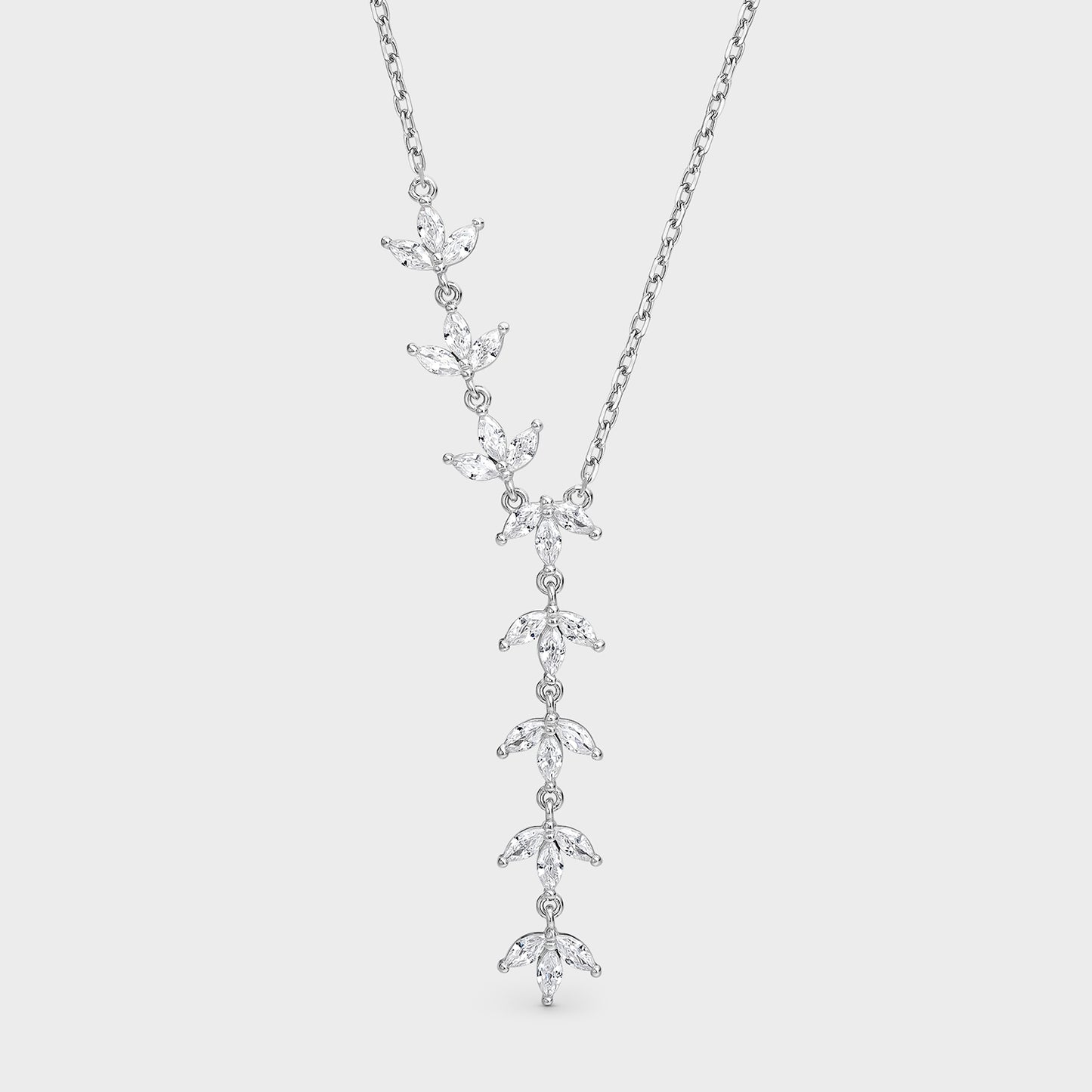 Collar de plata cascada de hojas con circonitas