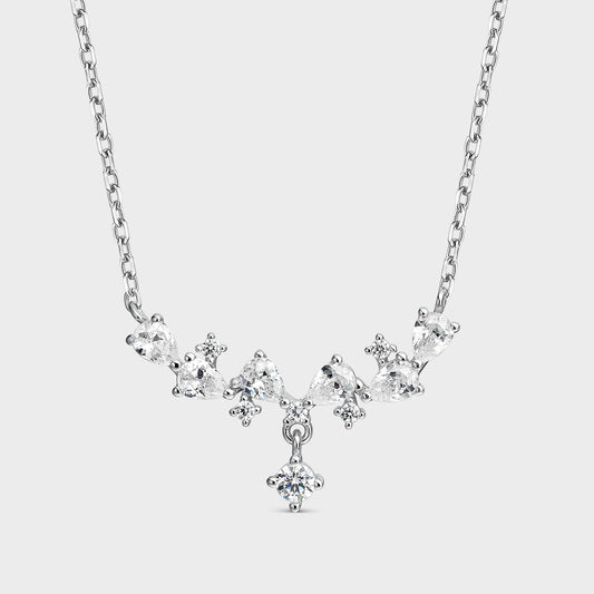 Collar de plata circonitas redondas y pera