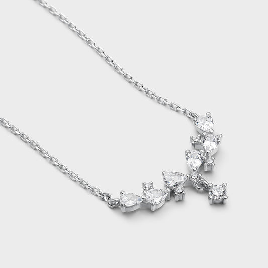 Collar de plata circonitas redondas y pera